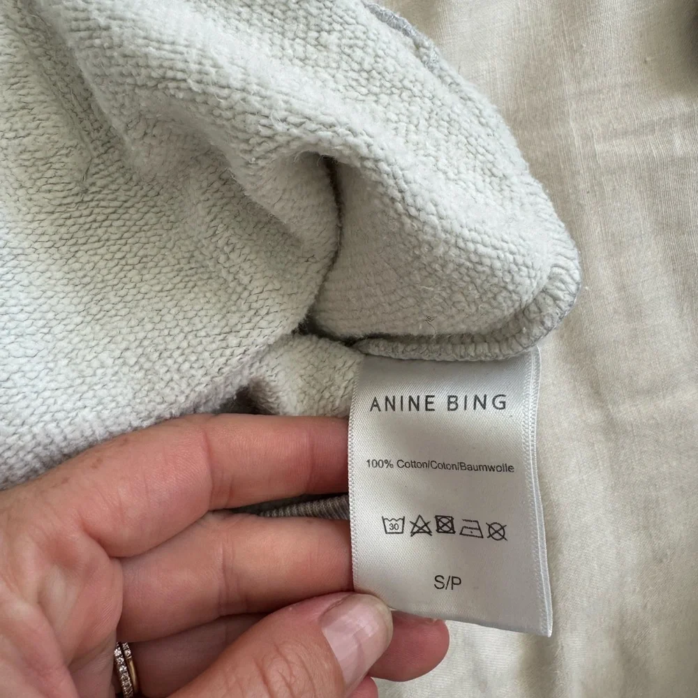 Anine Bing Light Gray Cotton Hooded Sweatshirt - Picture 4 of 6